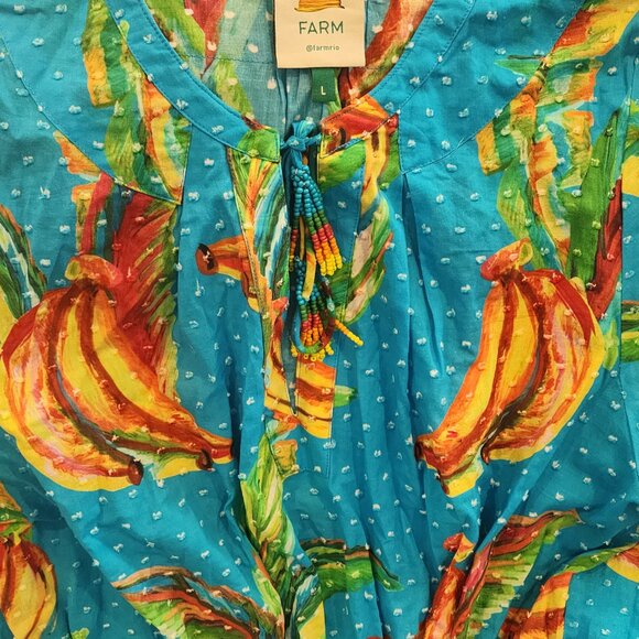 Farm Rio Banana Print Dress, Gently Worn, Size L - Picture 2 of 3
